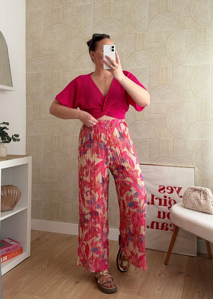 Pantalon plissé fuchsia - BAHIA