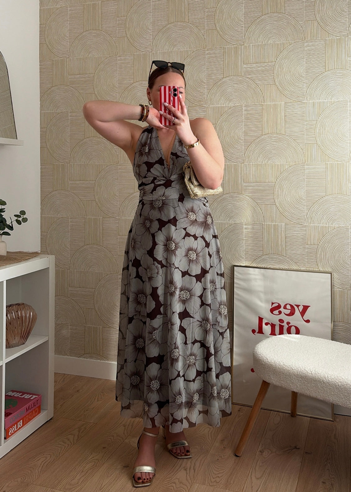 Robe longue marron - FLOWERS