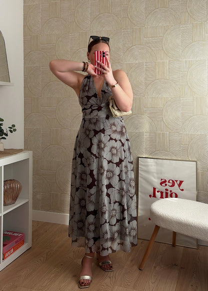 Robe longue marron - FLOWERS