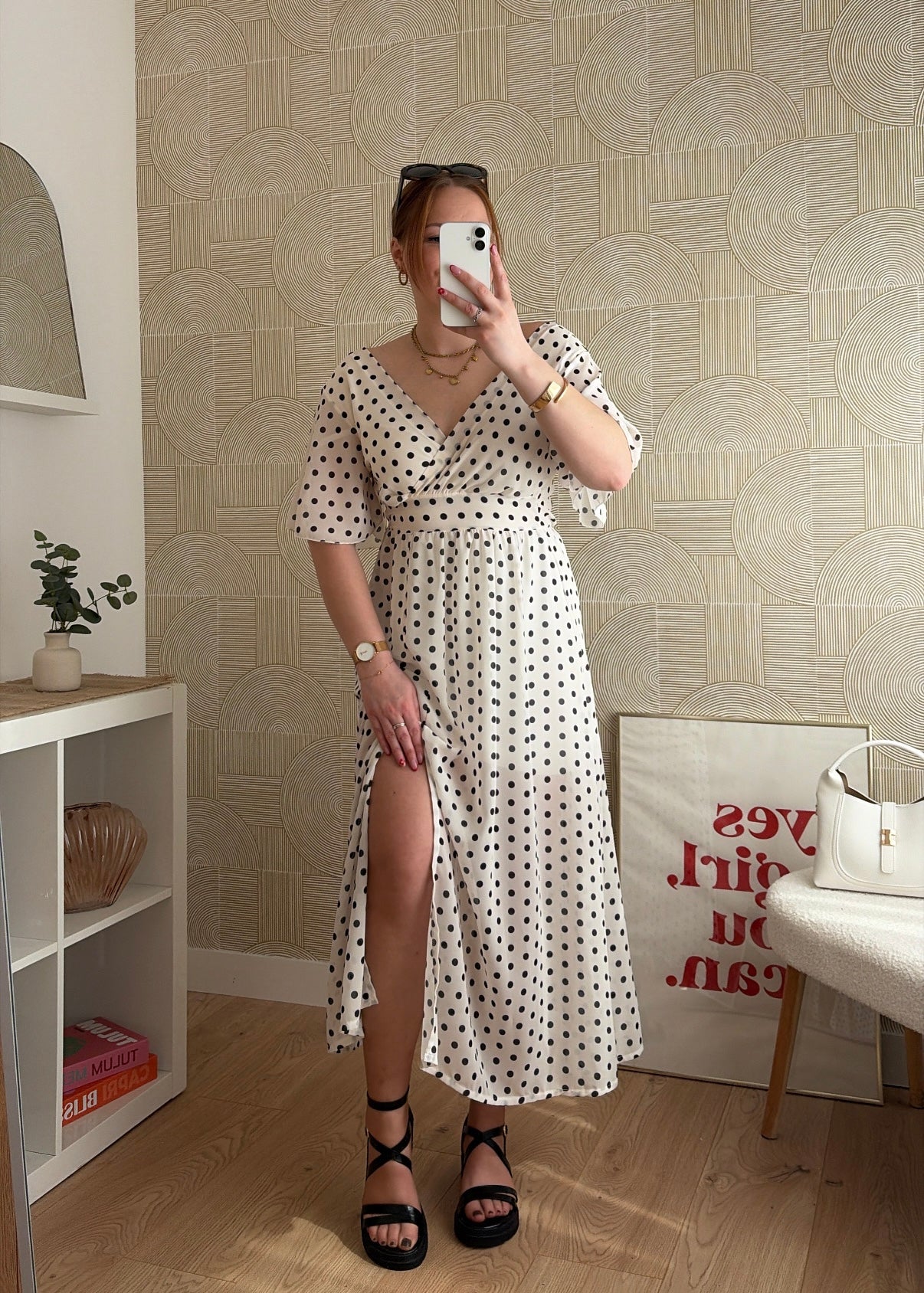 Robe longue blanche - POIS