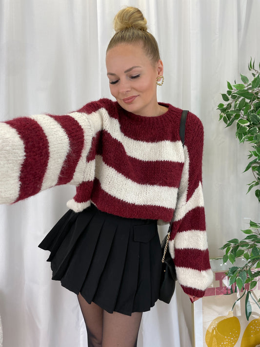 PRECOMMANDE / Pull à rayures bordeaux MOLLIE