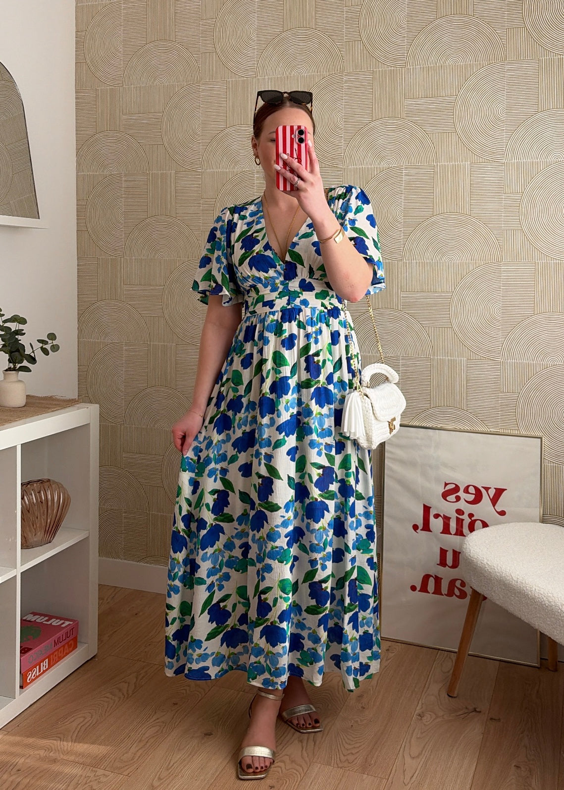 Robe longue bleu/vert- EMMA