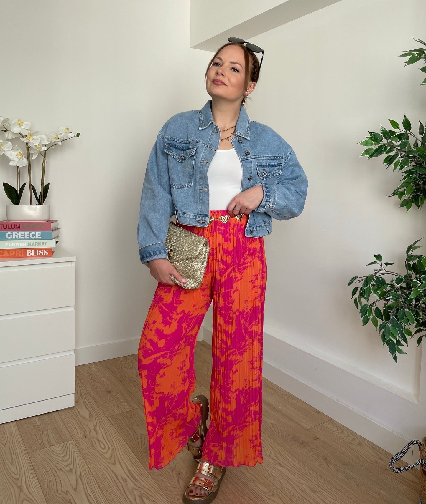 Pantalon plissé à tache orange IVANA