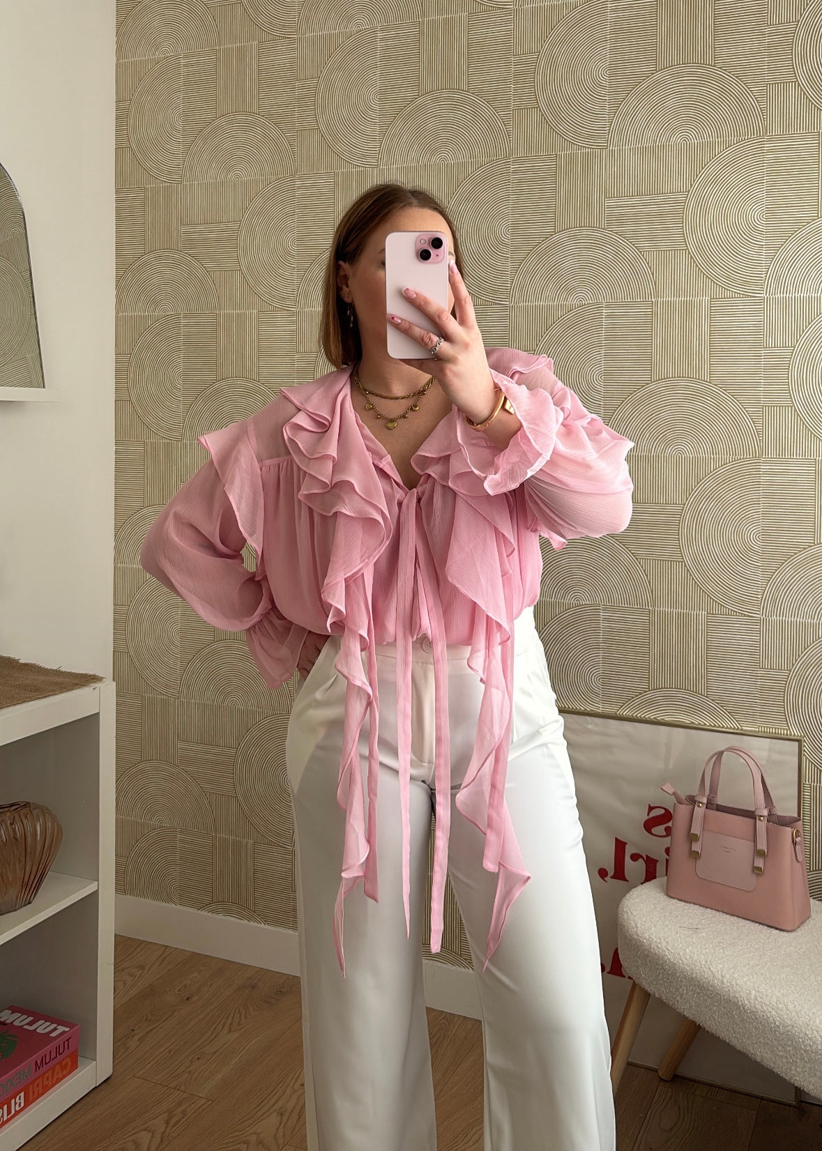 Blouse volantée rose - NOÉMY