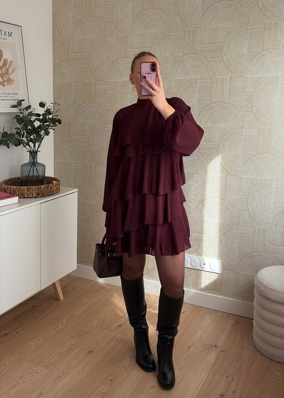 Robe volants bordeaux - CHIARA