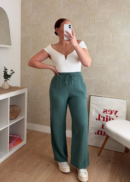 Pantalon céladon - GAZE DE COTON