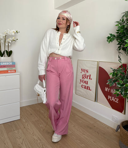 Pantalon tailleurs rose VIRIDIA