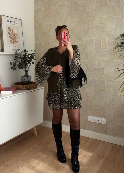Robe kaki léopard - LÉOPOL