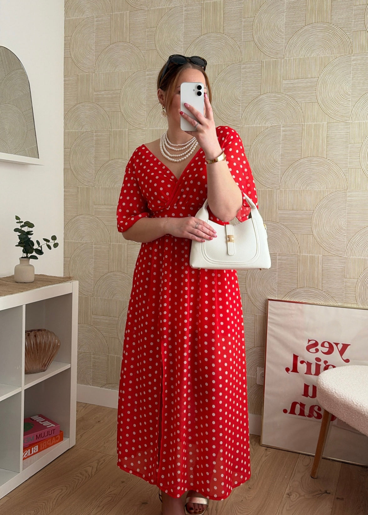 Robe longue rouge - POIS