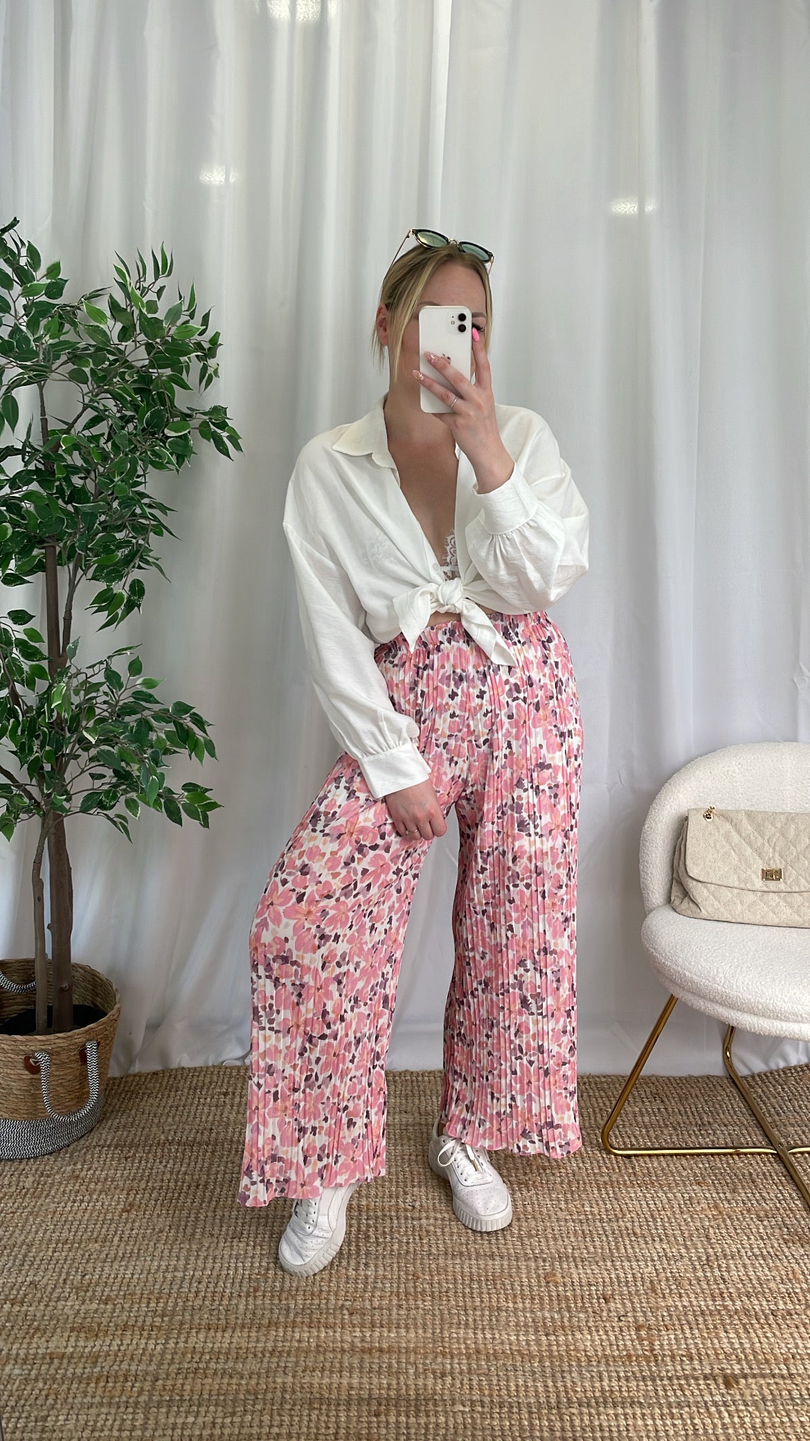 Pantalon plissé HAWA - Rose pâle