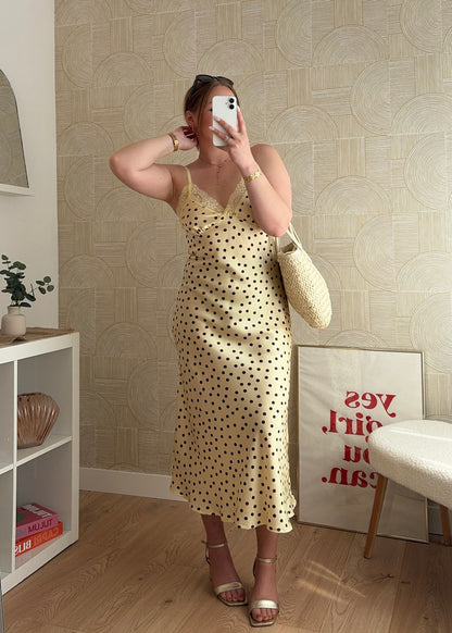Robe longue à pois jaune - NIRMA