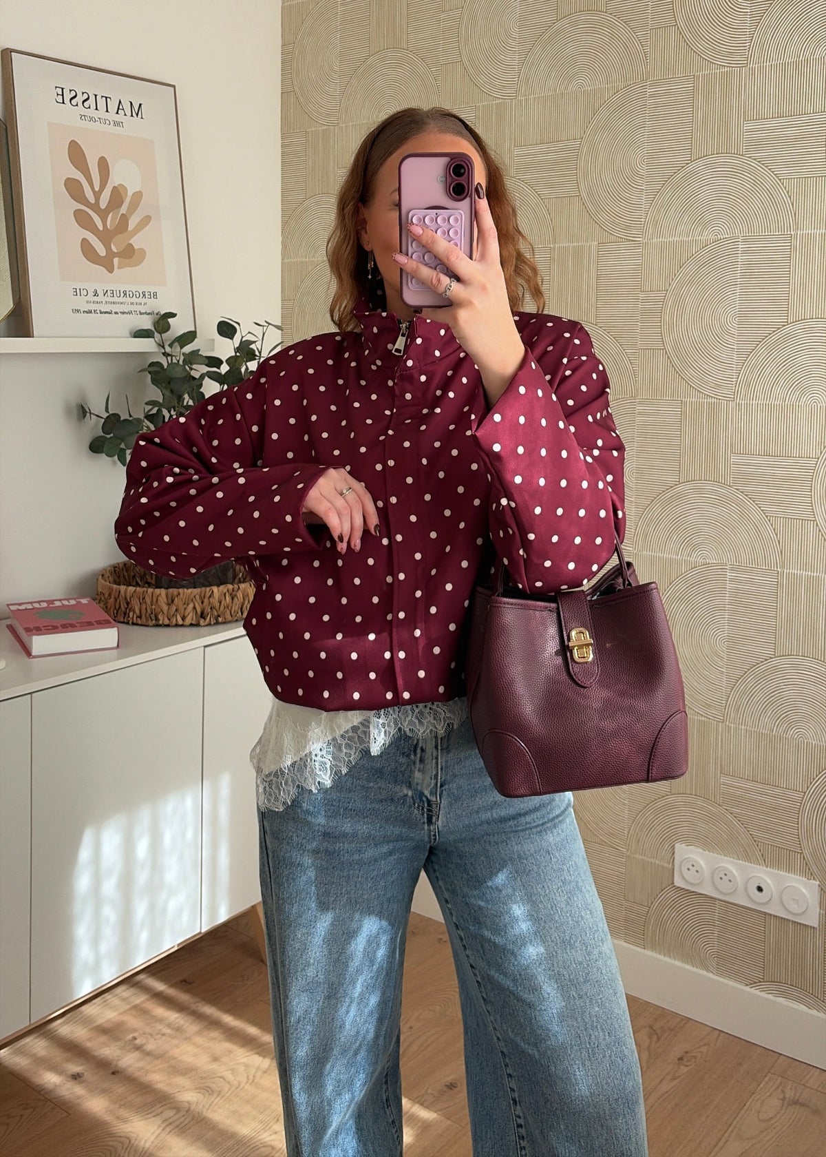 Bomber bordeaux à pois - ELIOS