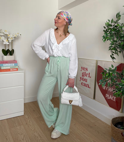 Pantalon fluide menthe CLAIRE