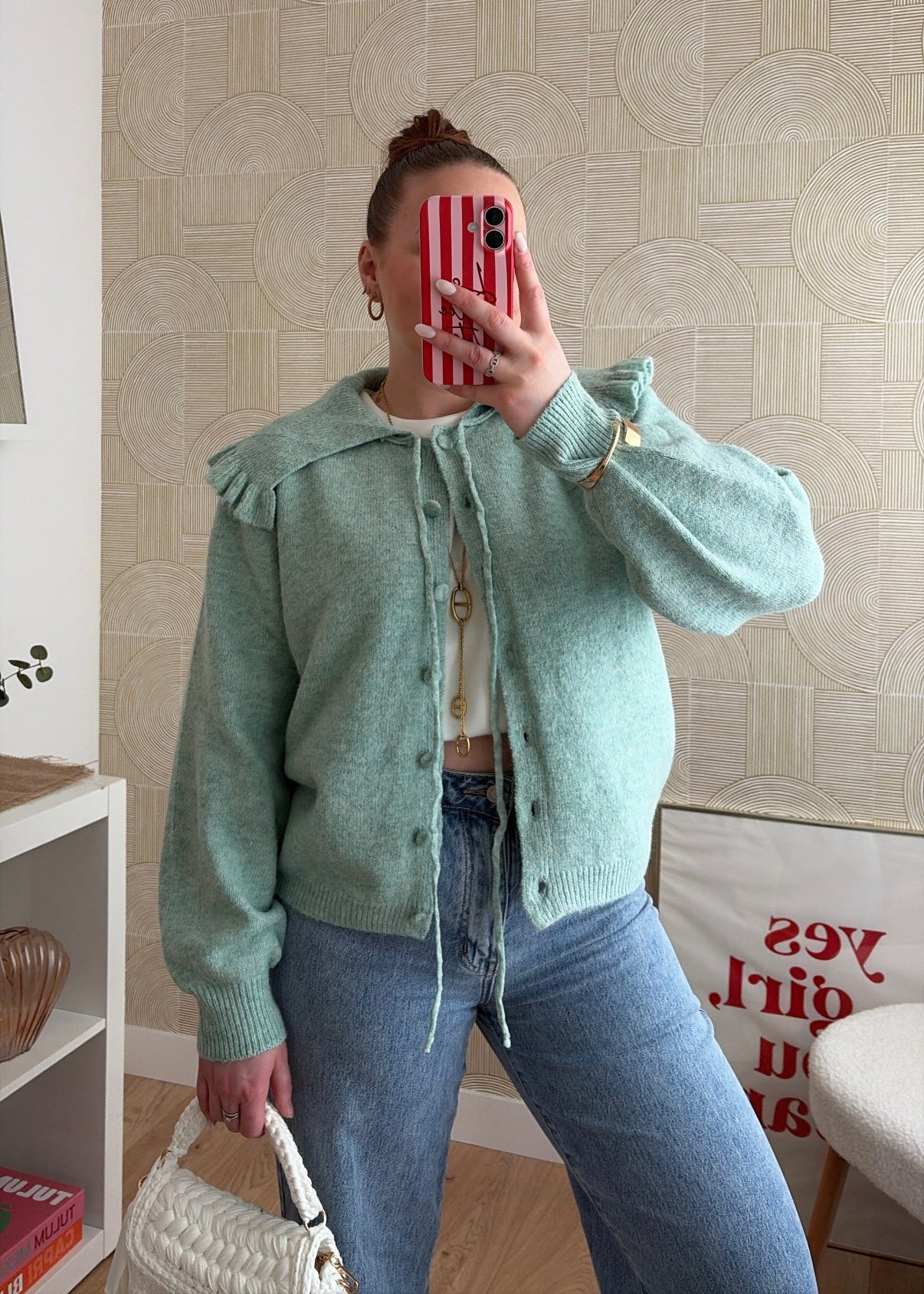 Gilet maille vert d'eau - CLAUDIA