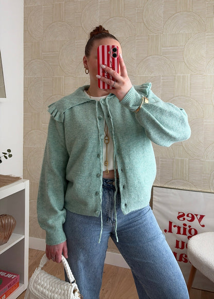 Gilet maille vert d'eau - CLAUDIA