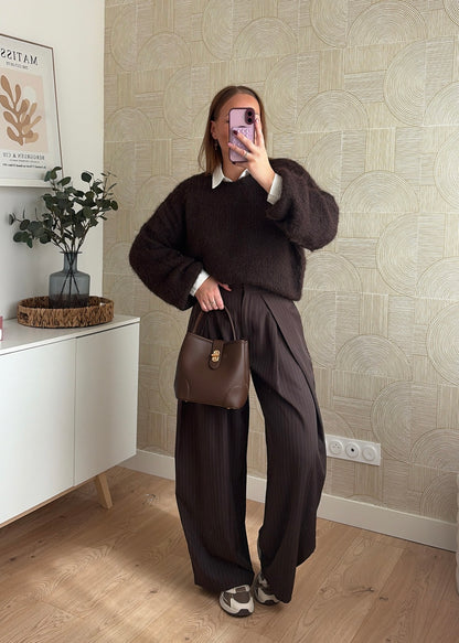 Pantalon à rayures choco - ZAIA