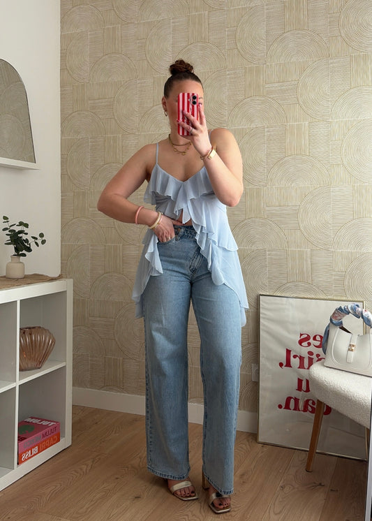 Top asymétrique bleu - PAULA