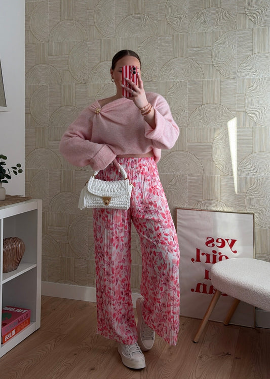 Pantalon plissé rose - INAYA