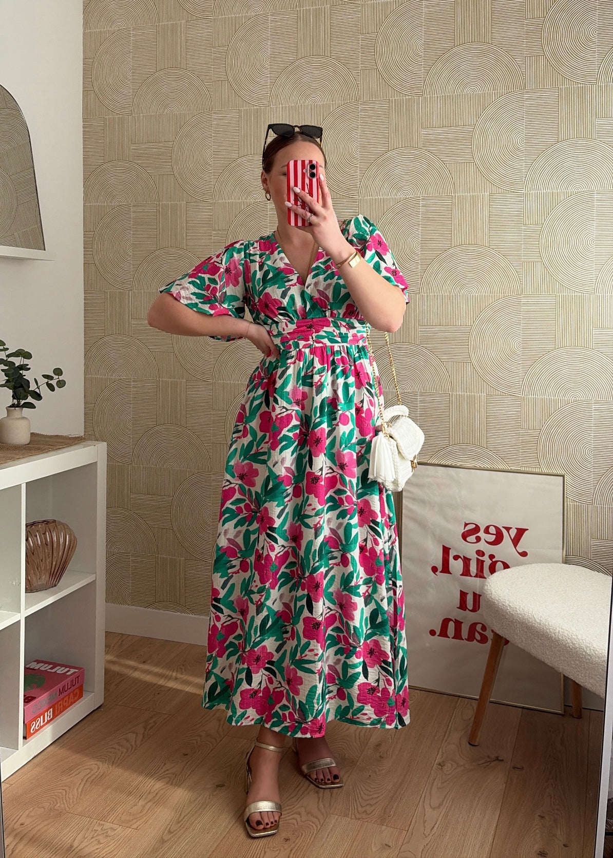Robe longue fuchsia & vert - ANAELA