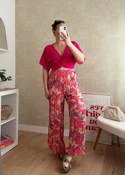 Pantalon plissé fuchsia - BAHIA