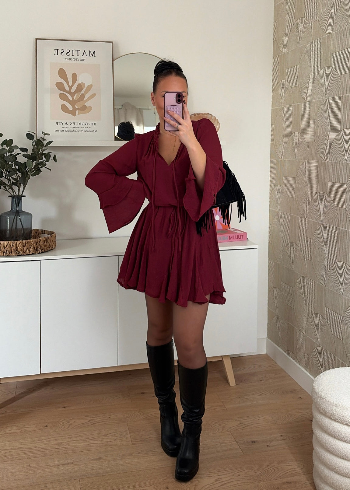 Robe courte bordeaux - CHLÉA