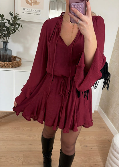 Robe courte bordeaux - CHLÉA