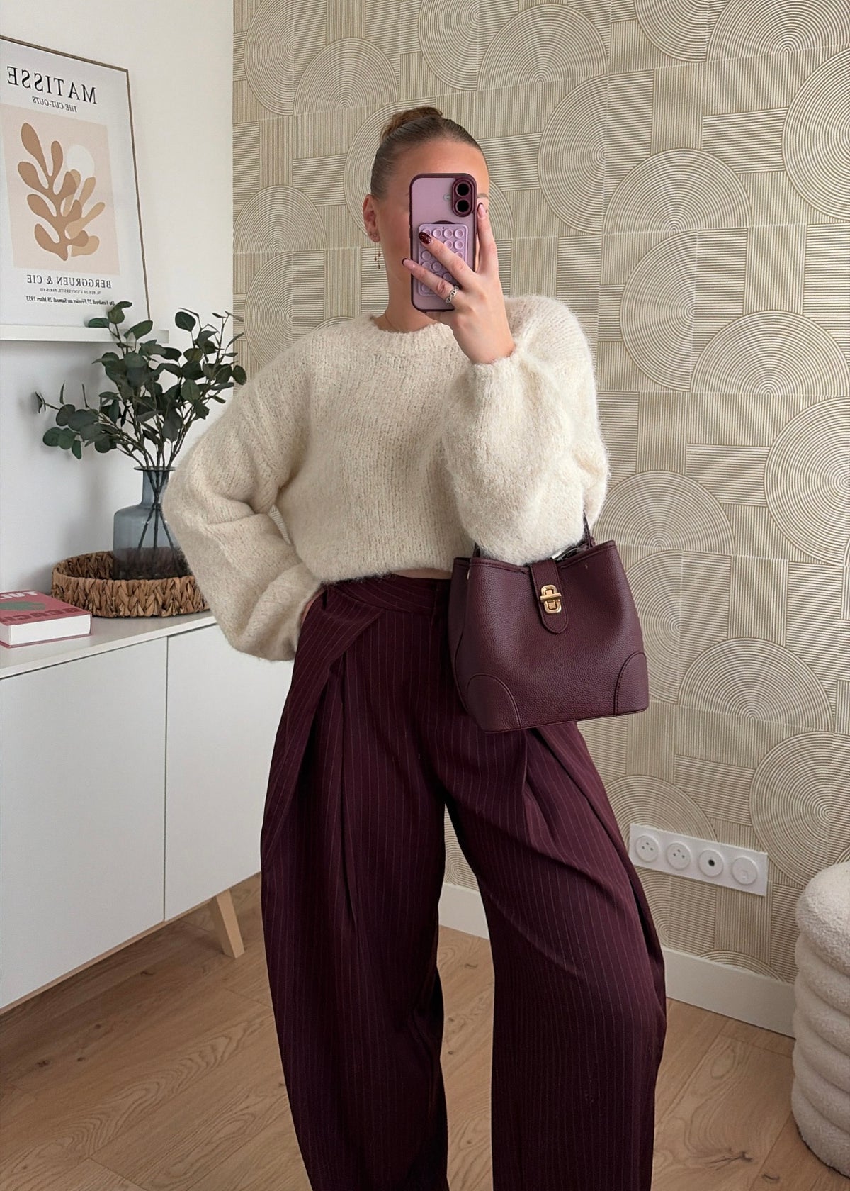 Pantalon à rayures bordeaux - ZAIA