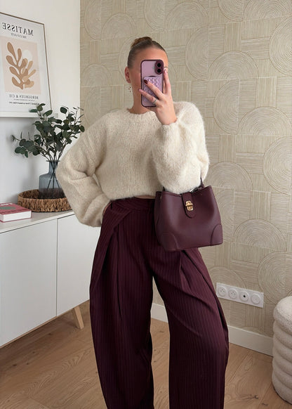 Pantalon à rayures bordeaux - ZAIA