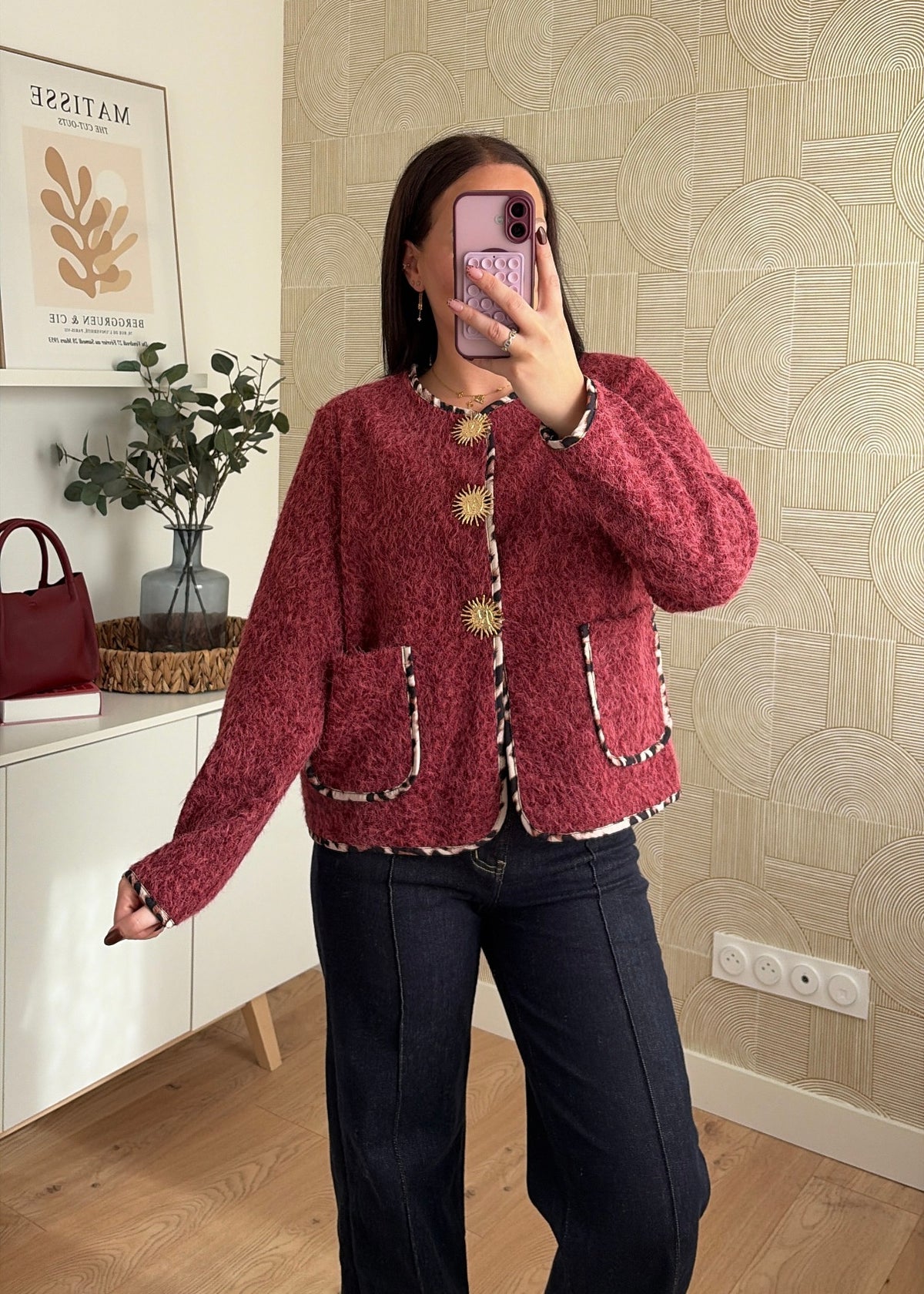 Veste détails soleil bordeaux - HELENA