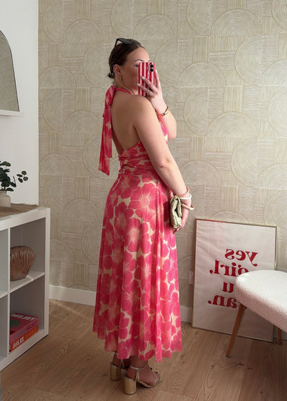 Robe longue corail - FLOWERS