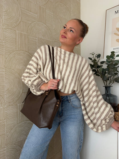 Pull rayé beige - ALIX