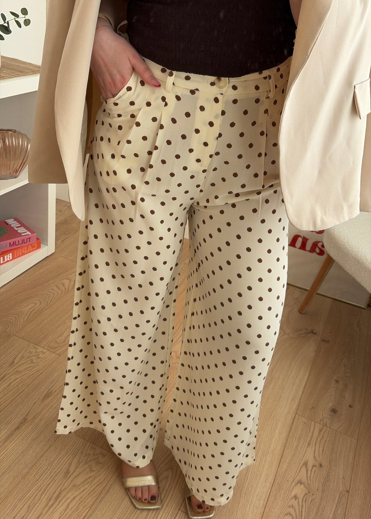 Pantalon beige/choco - POIS