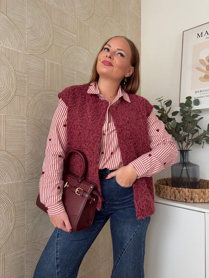 Veste bouclette bordeaux - AMBER