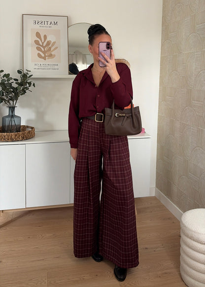 Pantalon carreaux bordeaux - PALOMA