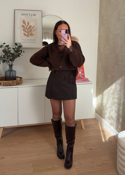 Cardigan dentelle choco - LINA
