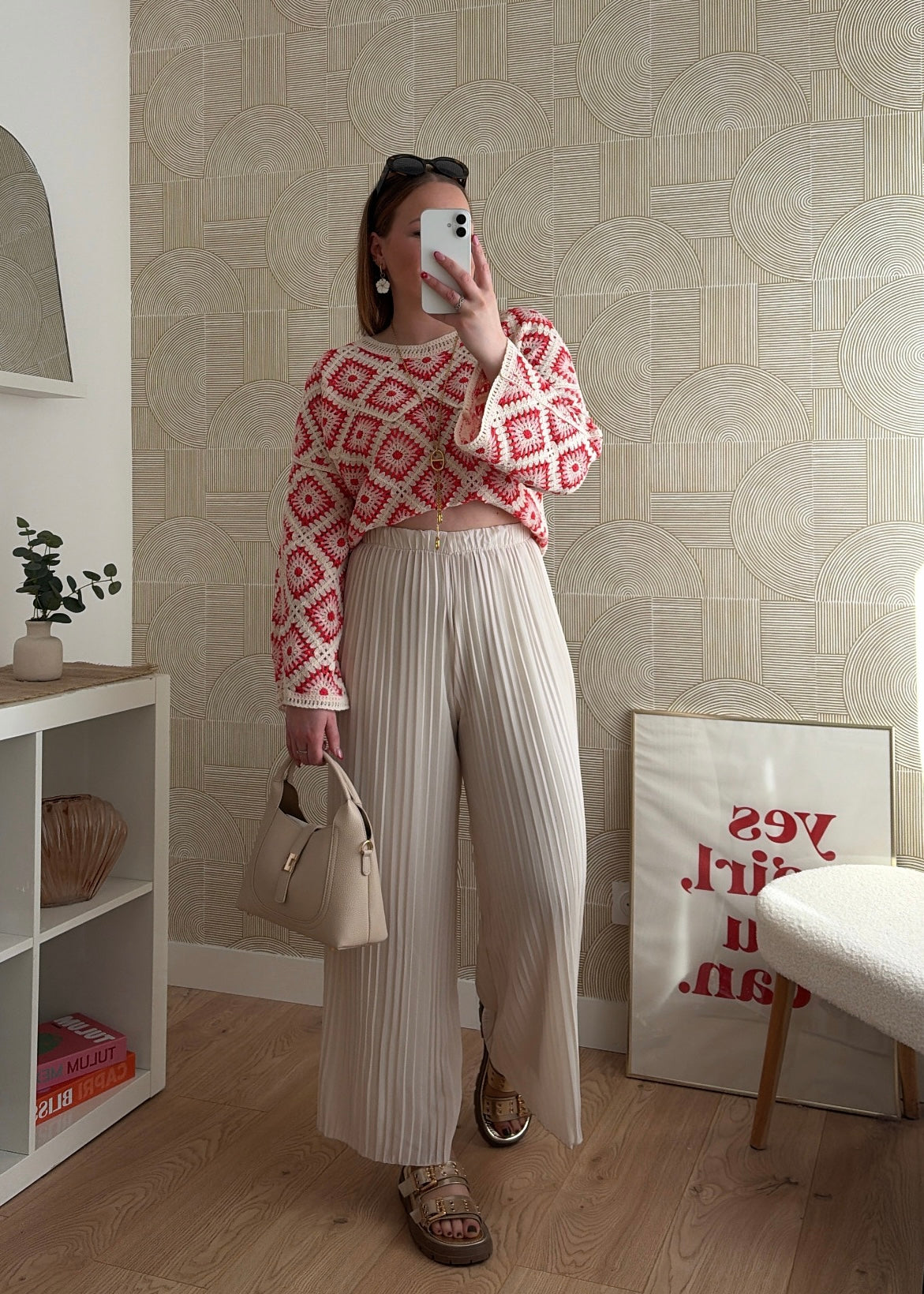 Pantalon plissé beige - ISIS