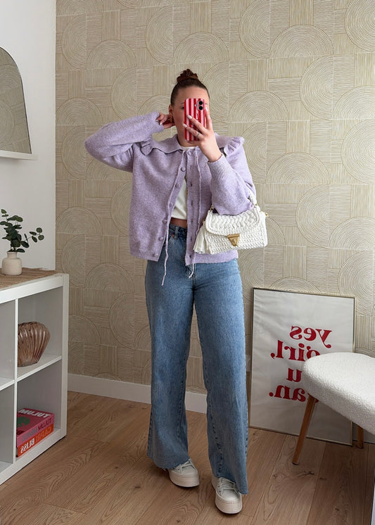 Gilet maille lilas - CLAUDIA