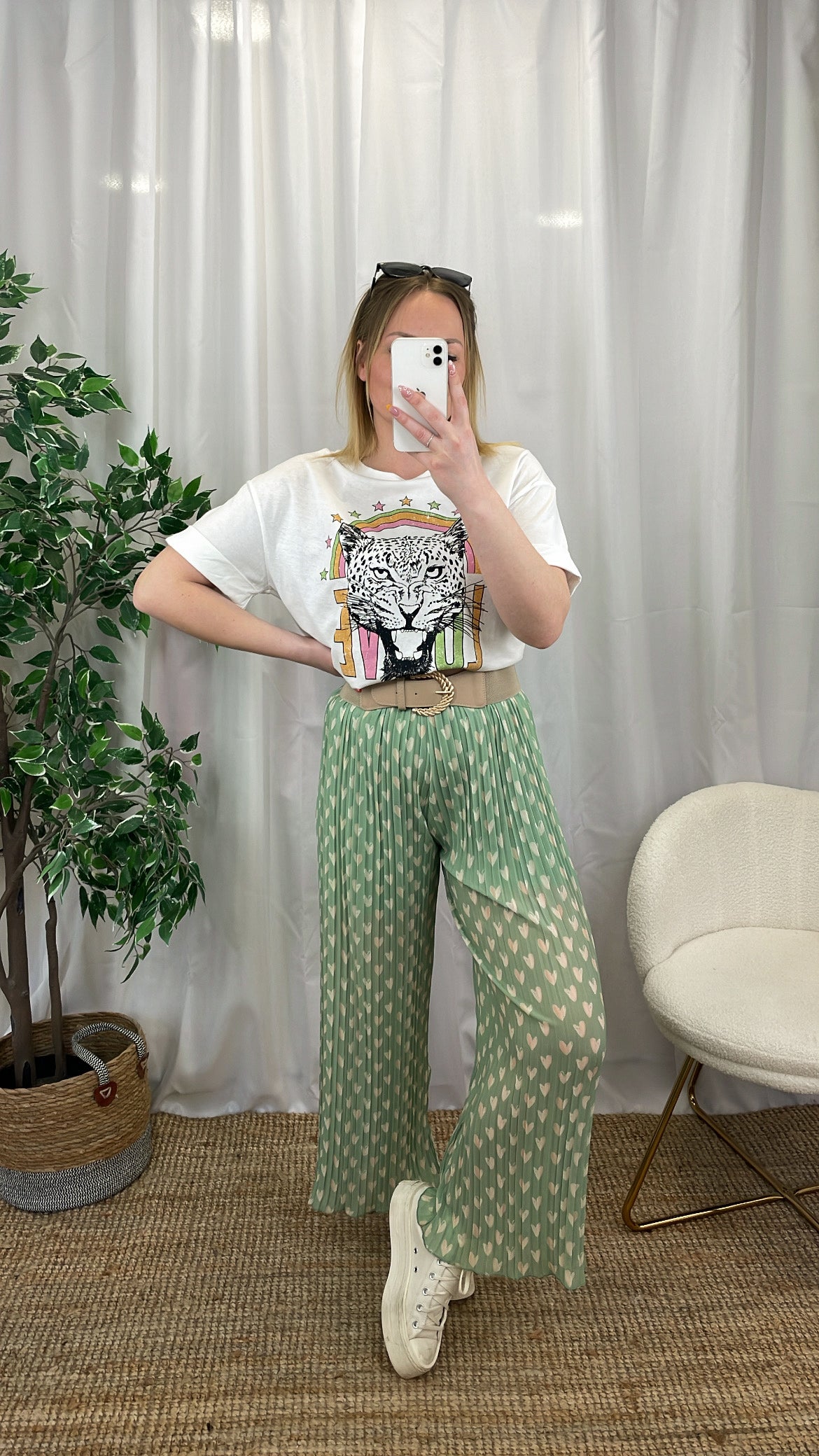 Pantalon plissé LOVELY - Vert