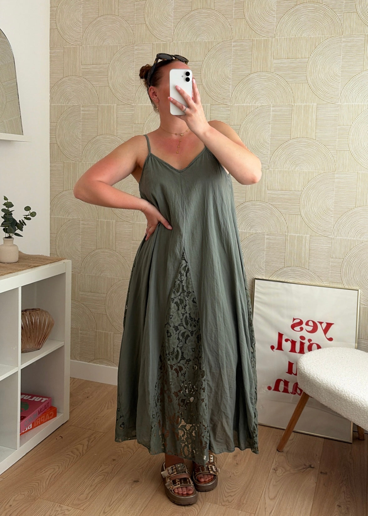 Robe dentelle kaki - CALIPSO