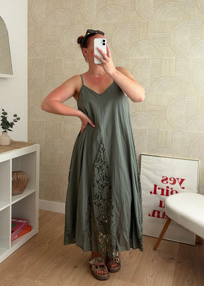 Robe dentelle kaki - CALIPSO