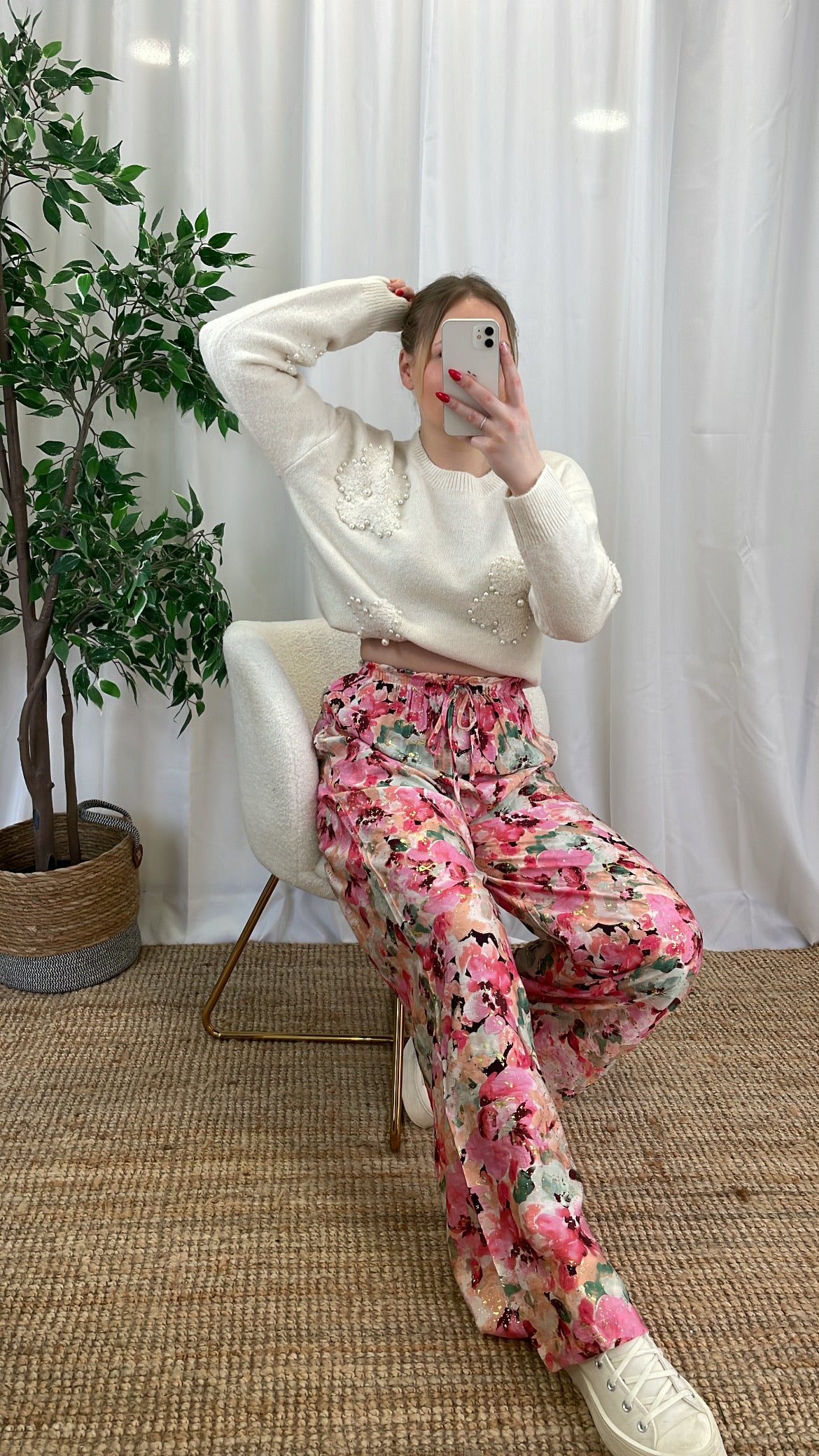 Pantalon fluide rose best sale