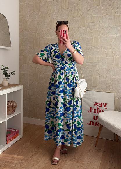 Robe longue bleu/vert- EMMA
