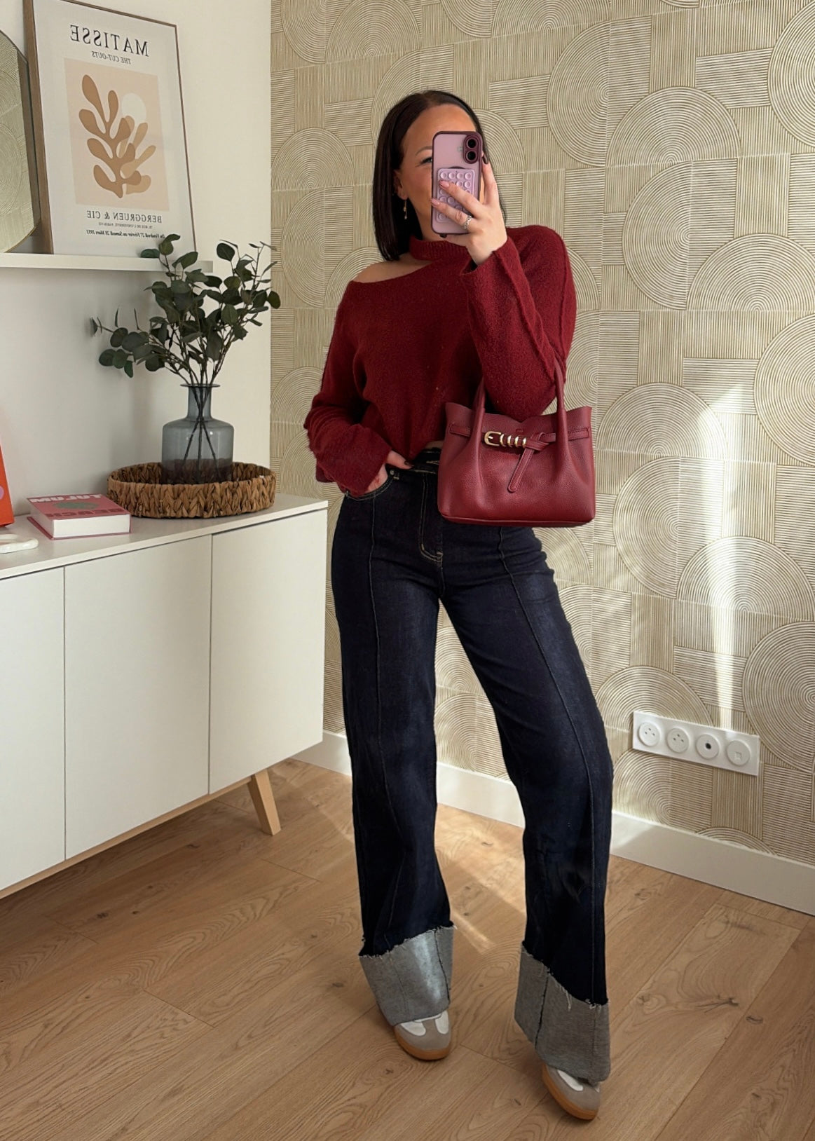 Pull asymétrique bordeaux - ORIA