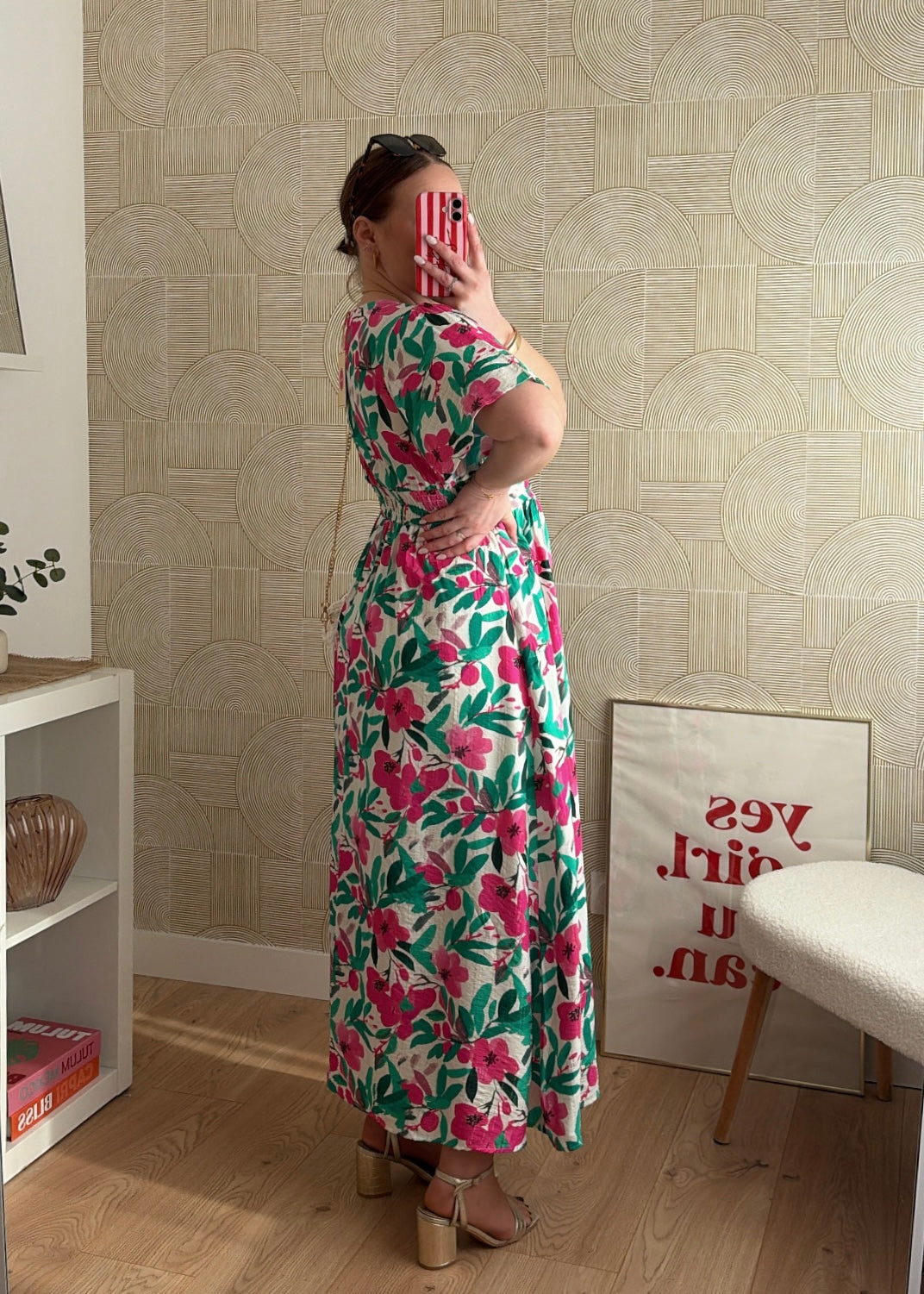Robe longue fuchsia & vert - ANAELA