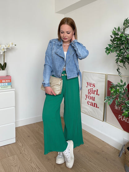 Pantalon plissé vert KATY