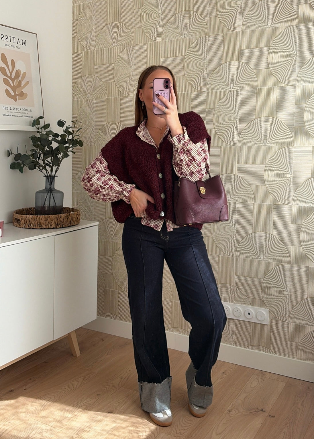 Chemisier floral - BURGUNDY