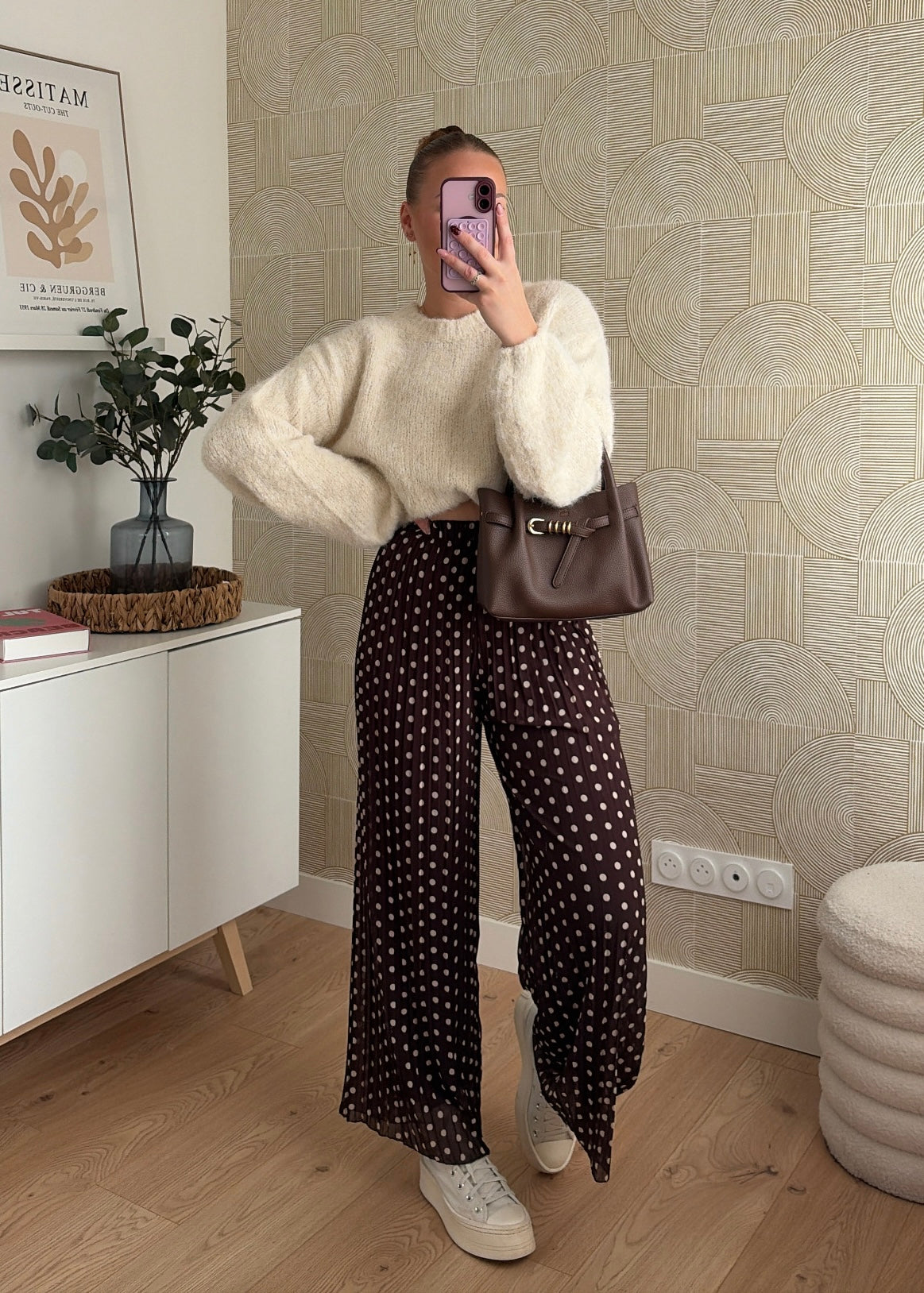 Pantalon plissé choco - POIS