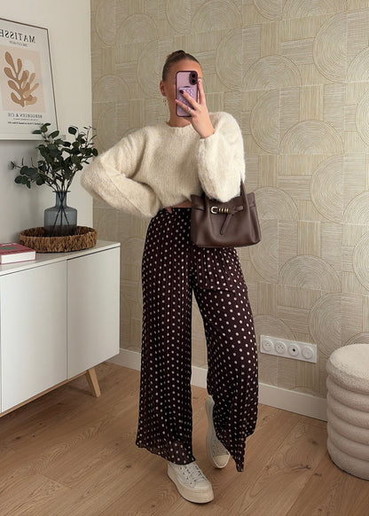 Pantalon plissé choco - POIS