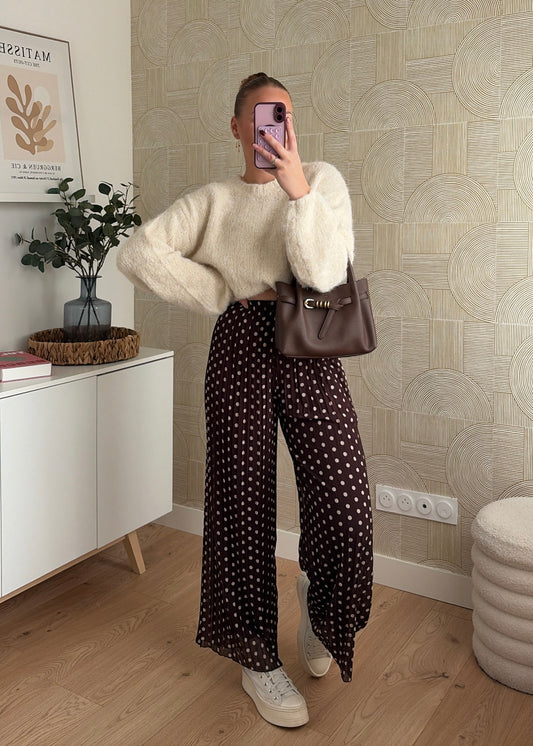 Pantalon plissé choco - POIS