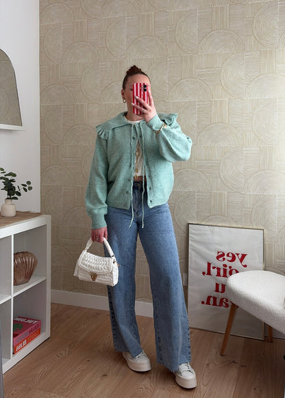 Gilet maille vert d'eau - CLAUDIA